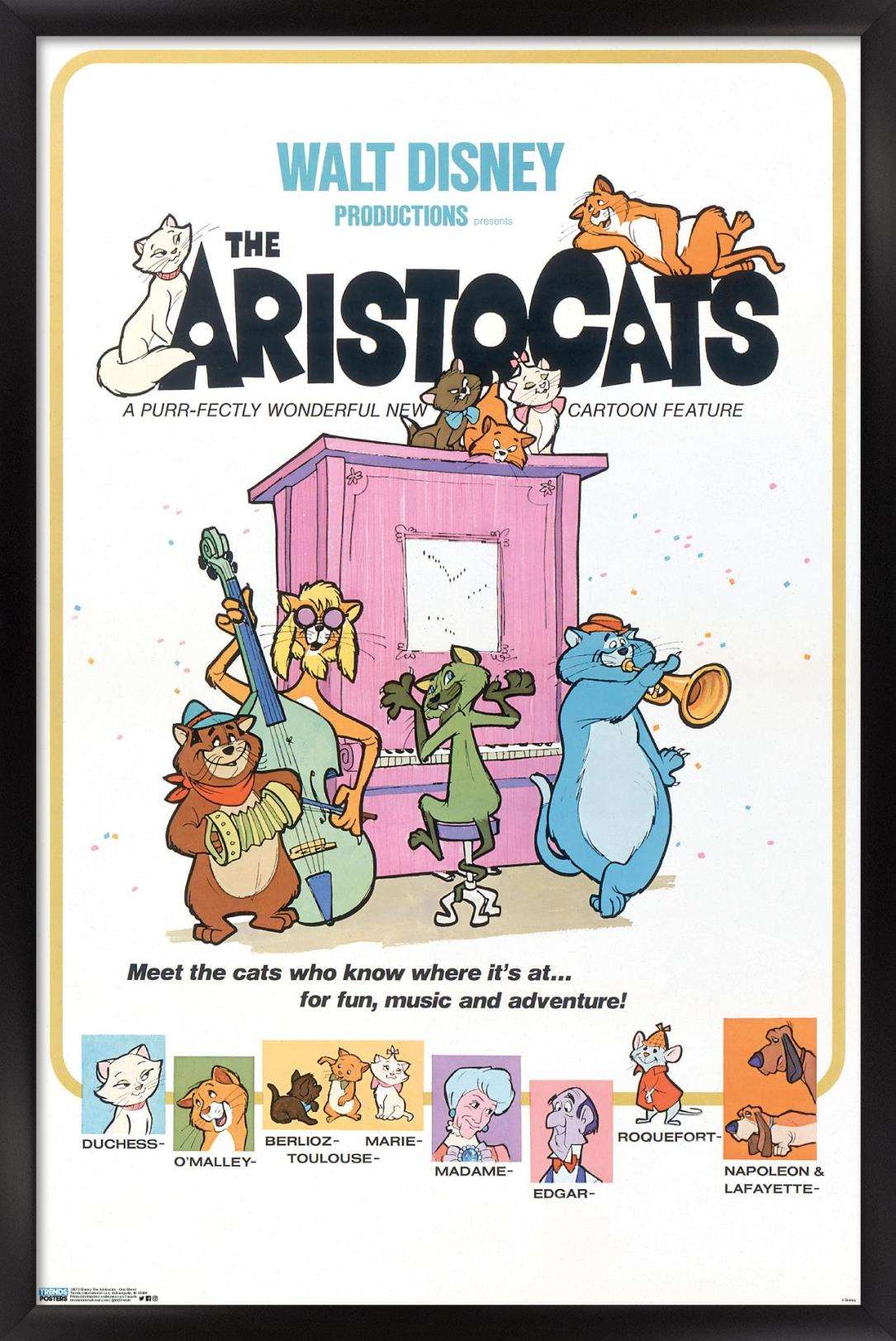 Disney The Aristocats - One Sheet Wall Poster, 22.375" x 34", Framed