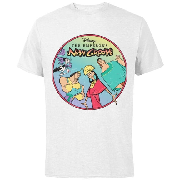 Disney The Emperor's New Groove Characters T-Shirt - Short Sleeve Cotton T-Shirt for Adults - Customized-White