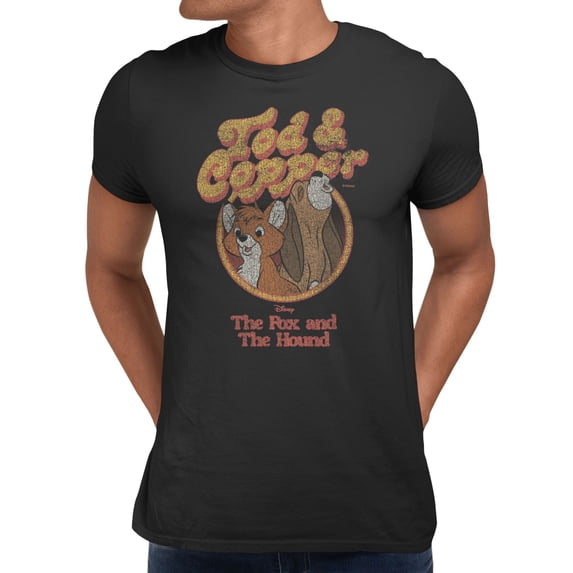 Disney The Fox and The Hound Tod & Cooper Men's T Shirt (Black, S-XXXL)