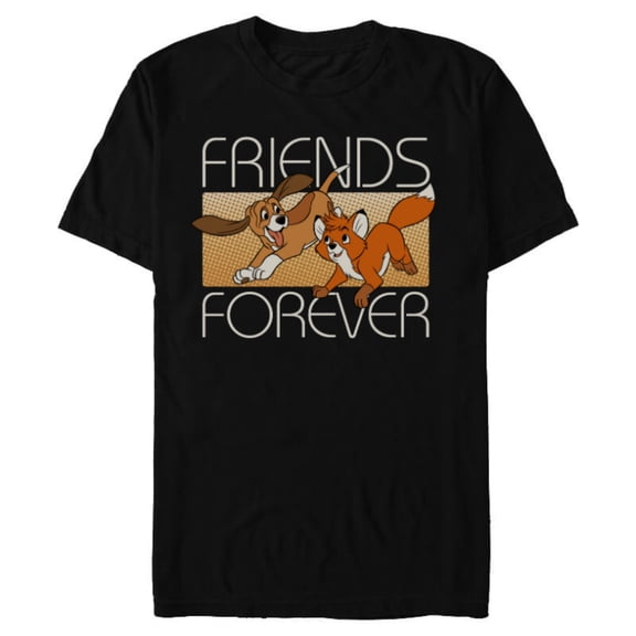 Disney The Fox and the Hound Friends Forever - Short Sleeve Blended T-Shirt for Adults -Customized-Black