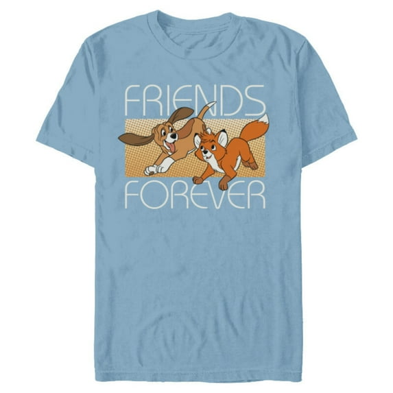 Disney The Fox and the Hound Friends Forever - Short Sleeve Blended T-Shirt for Adults -Customized-Ocean Blue
