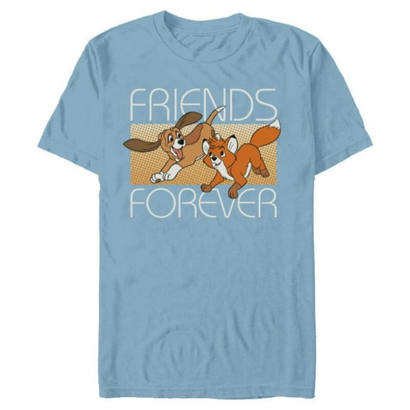 Disney The Fox and the Hound Friends Forever - Short Sleeve Blended T-Shirt for Adults -Customized-Ocean Blue