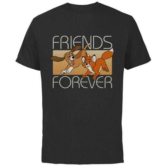 Disney The Fox and the Hound Friends Forever - Short Sleeve Cotton T-Shirt for Adults -Customized-Black