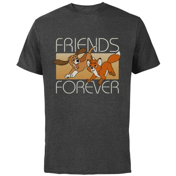 Disney The Fox and the Hound Friends Forever - Short Sleeve Cotton T-Shirt for Adults -Customized-Charcoal