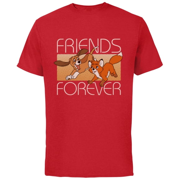 Disney The Fox and the Hound Friends Forever - Short Sleeve Cotton T-Shirt for Adults -Customized-Red