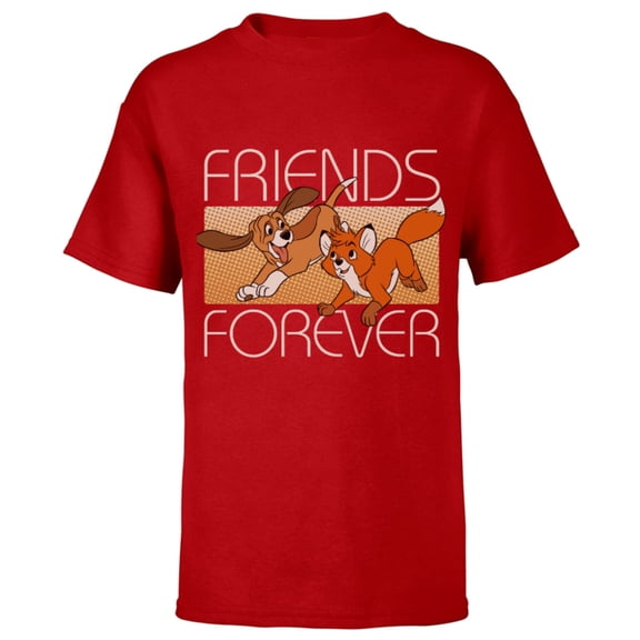 Disney The Fox and the Hound Friends Forever - Short Sleeve T-Shirt for Kids -Customized-Red