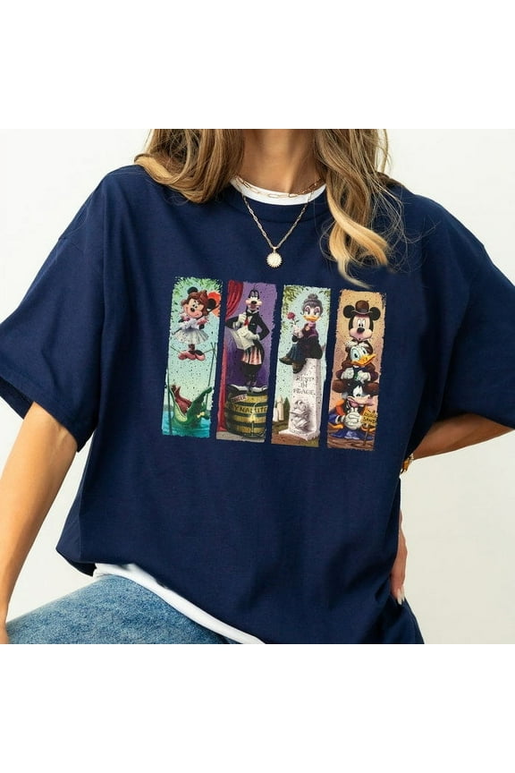 Disney The Haunted Mansion Retro Mickey and Friends Halloween Shirt, Hitchhiking Ghosts Tee, Foolish Mortal,Disney Mickey Not So Scary Party