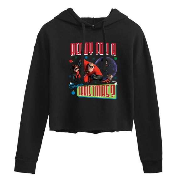 Disney The Incredibles - Holiday - Ready For A Super Christmas - Juniors Cropped Pullover Hoodie