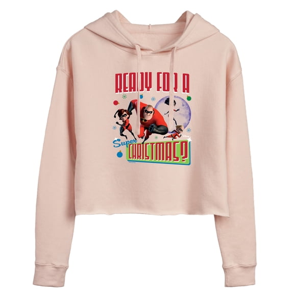 Disney The Incredibles - Holiday - Ready For A Super Christmas - Juniors Cropped Pullover Hoodie