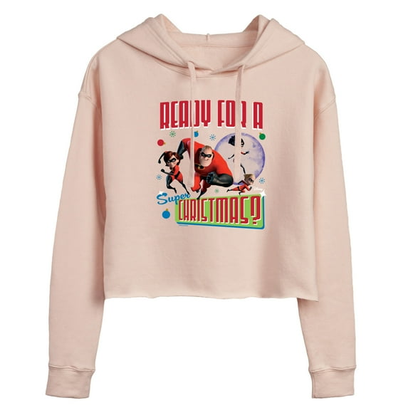 Disney The Incredibles - Holiday - Ready For A Super Christmas - Juniors Cropped Pullover Hoodie