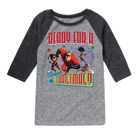 Disney The Incredibles - Holiday - Ready For A Super Christmas - Toddler & Youth Raglan Graphic T-Shirt