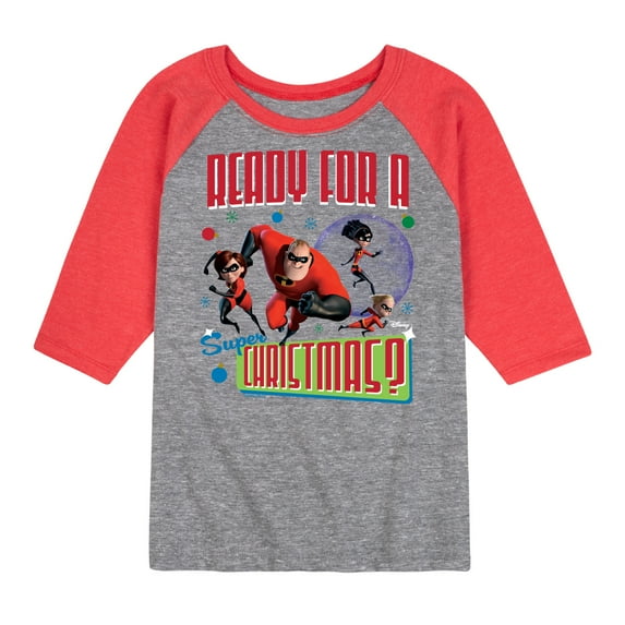 Disney The Incredibles - Holiday - Ready For A Super Christmas - Toddler & Youth Raglan Graphic T-Shirt