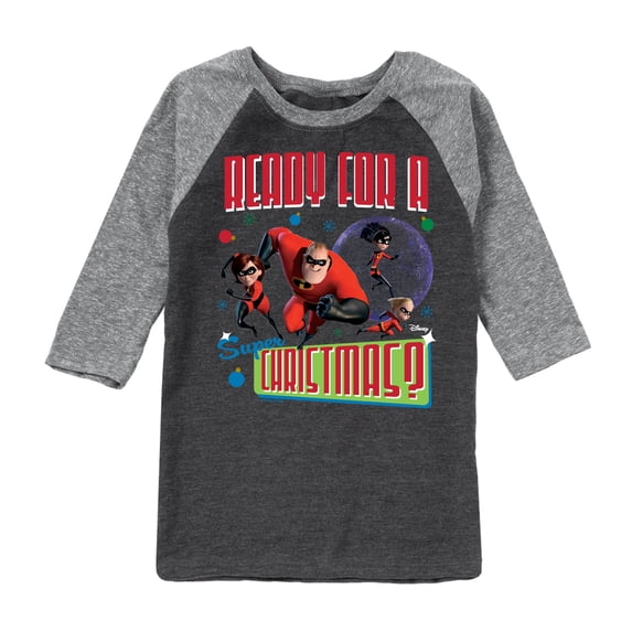 Disney The Incredibles - Holiday - Ready For A Super Christmas - Toddler & Youth Raglan Graphic T-Shirt