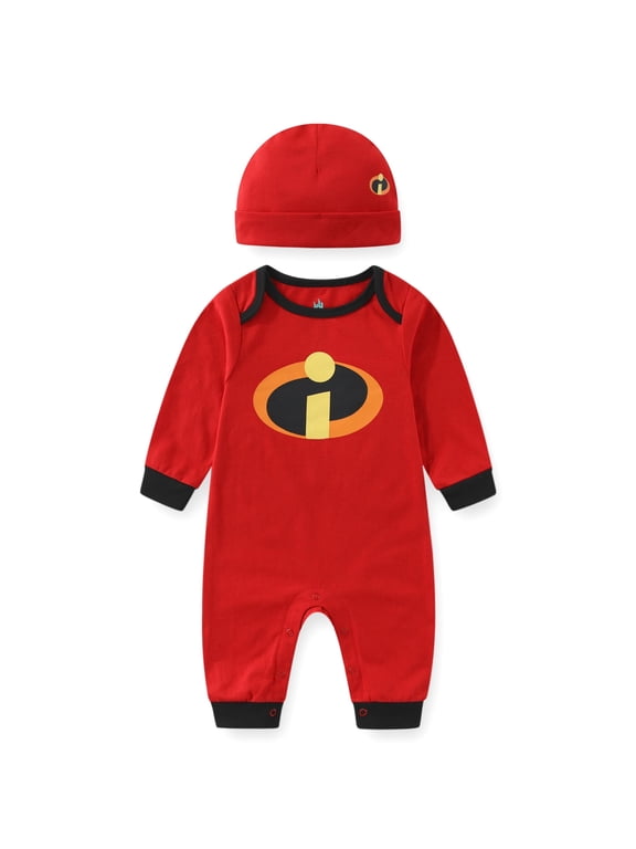 The Incredibles Jack-Jack Long Sleeve Romper Coverall with Hat (Baby Boys), 2 Piece Set, Sizes NB-24M
