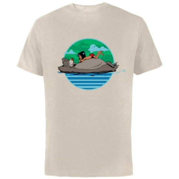 Disney The Jungle Book Baloo and Mowgli - Short Sleeve Cotton T-Shirt for Adults - Customized-Natural