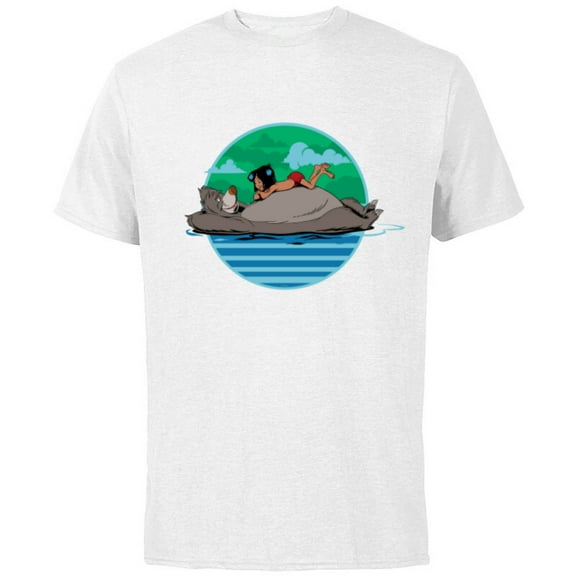 Disney The Jungle Book Baloo and Mowgli - Short Sleeve Cotton T-Shirt for Adults - Customized-White