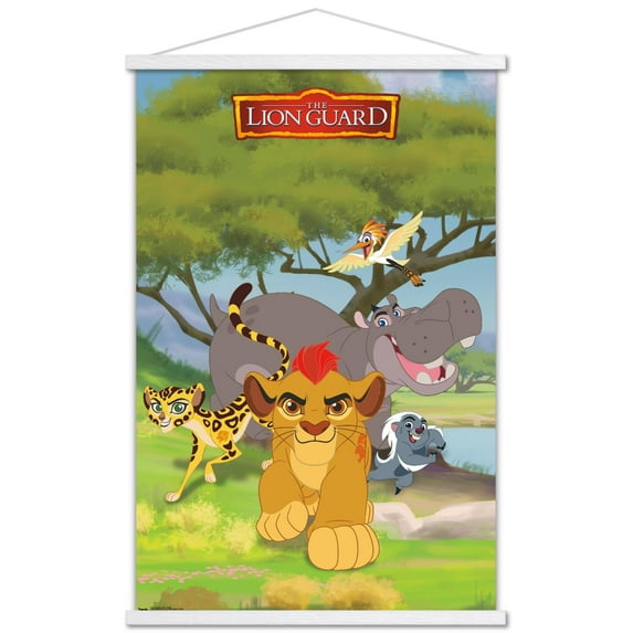 Disney The Lion Guard - Group Wall Poster with Wooden Magnetic Frame, 22.375" x 34"