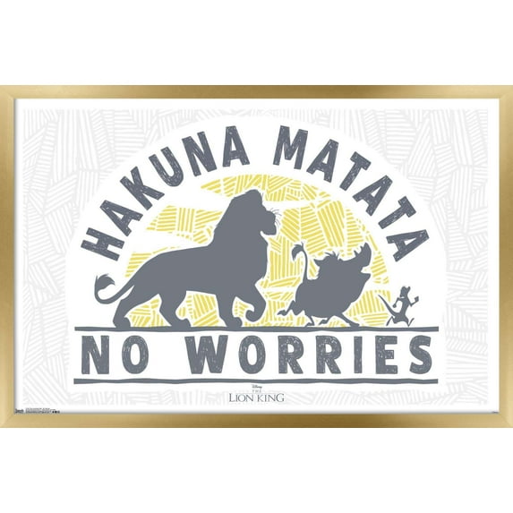 Disney The Lion King 1994 - No Worries Wall Poster, 14.725" x 22.375", Framed