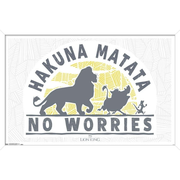 Disney The Lion King 1994 - No Worries Wall Poster, 14.725" x 22.375", Framed
