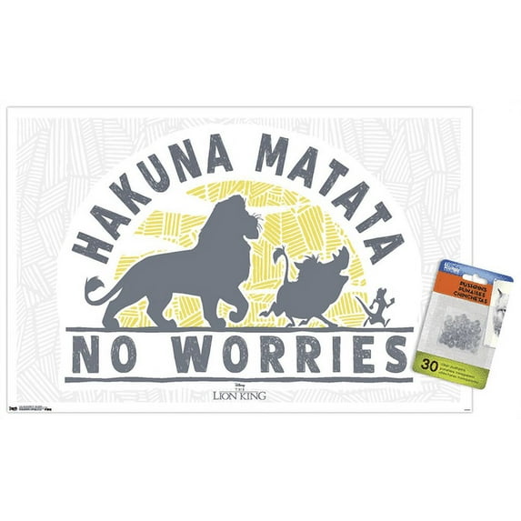 Disney The Lion King 1994 - No Worries Wall Poster with Push Pins, 14.725" x 22.375"