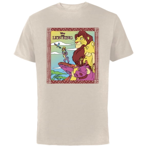 Disney The Lion King 30th Anniversary Family Retro Colors - Short Sleeve Cotton T-Shirt for Adults - Customized-Natural