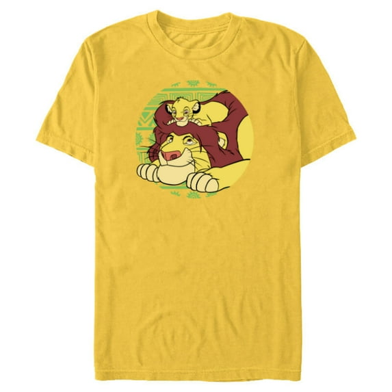 Disney The Lion King 30th Anniversary Mufasa & Simba Retro - Short Sleeve Blended T-Shirt for Adults - Customized-Yellow