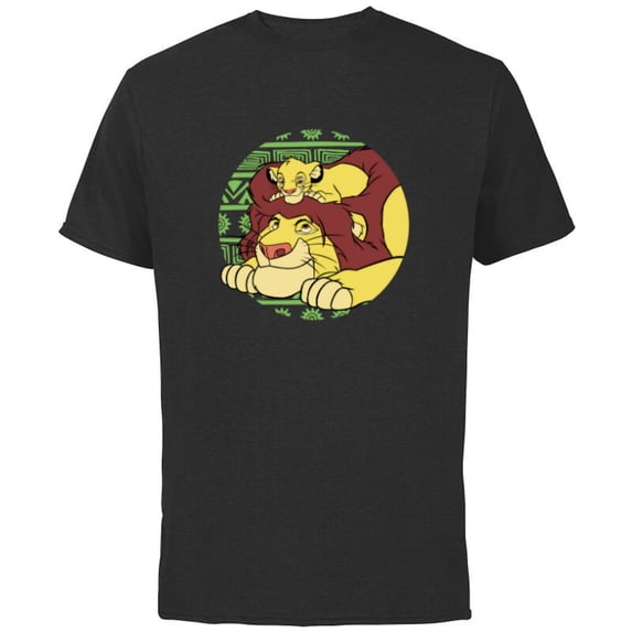 Disney The Lion King 30th Anniversary Mufasa & Simba Retro - Short Sleeve Cotton T-Shirt for Adults - Customized-Black