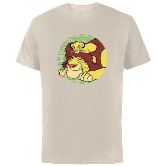 Disney The Lion King 30th Anniversary Mufasa & Simba Retro - Short Sleeve Cotton T-Shirt for Adults - Customized-Natural