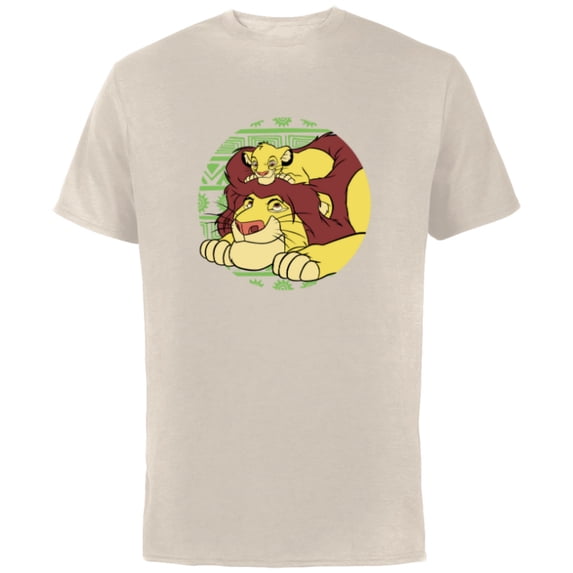 Disney The Lion King 30th Anniversary Mufasa & Simba Retro - Short Sleeve Cotton T-Shirt for Adults - Customized-Natural