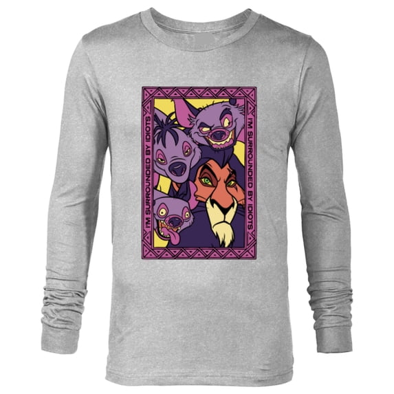 Disney The Lion King 30th Anniversary Scar and Hyenas Idiots - Long Sleeve T-Shirt for Men - Customized-Athletic Heather