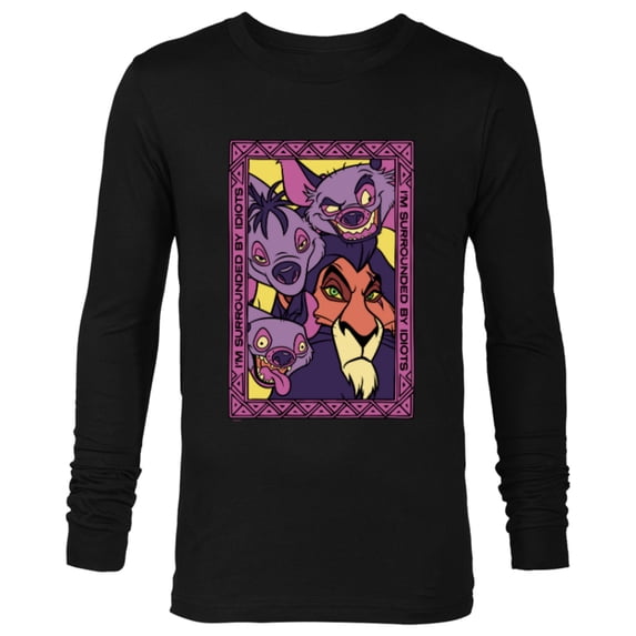 Disney The Lion King 30th Anniversary Scar and Hyenas Idiots - Long Sleeve T-Shirt for Men - Customized-Black