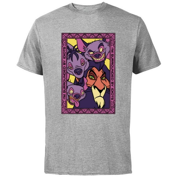 Disney The Lion King 30th Anniversary Scar and Hyenas Idiots - Short Sleeve Cotton T-Shirt for Adults - Customized-Athletic Heather