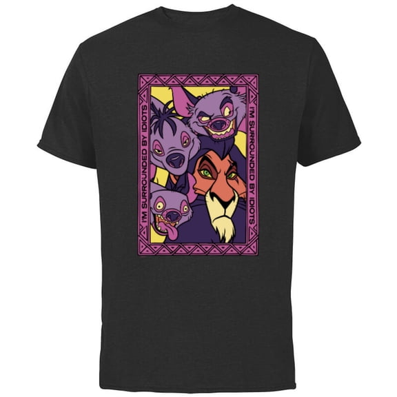 Disney The Lion King 30th Anniversary Scar and Hyenas Idiots - Short Sleeve Cotton T-Shirt for Adults - Customized-Black