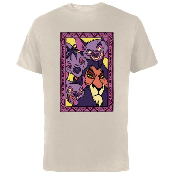 Disney The Lion King 30th Anniversary Scar and Hyenas Idiots - Short Sleeve Cotton T-Shirt for Adults - Customized-Natural