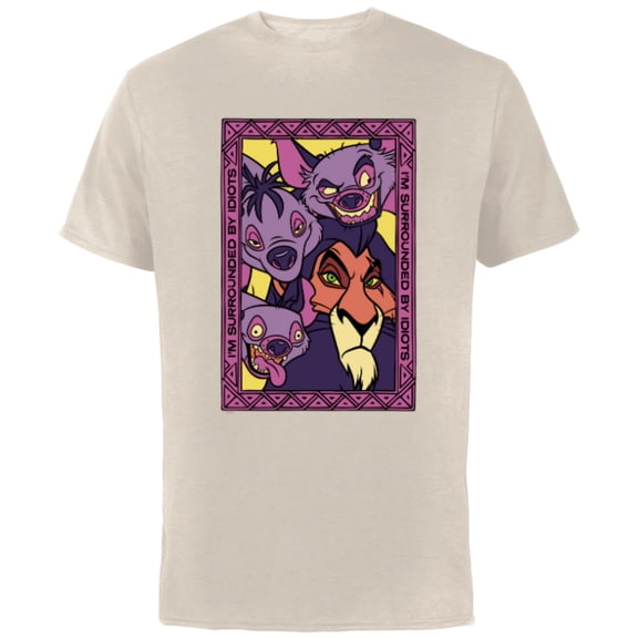 Disney The Lion King 30th Anniversary Scar and Hyenas Idiots - Short Sleeve Cotton T-Shirt for Adults - Customized-Natural