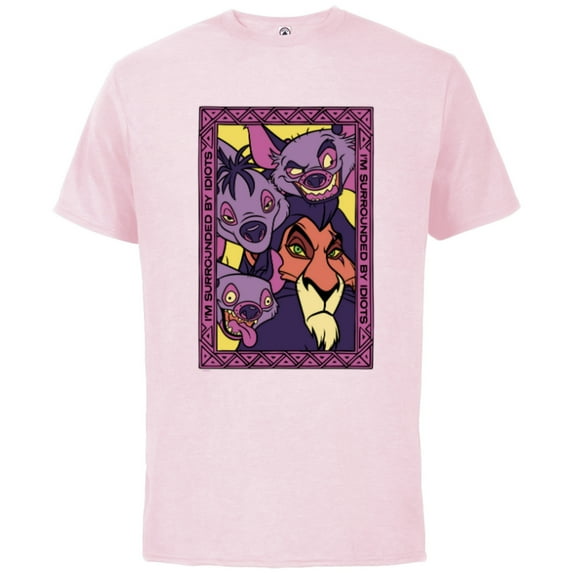Disney The Lion King 30th Anniversary Scar and Hyenas Idiots - Short Sleeve Cotton T-Shirt for Adults - Customized-Soft Pink