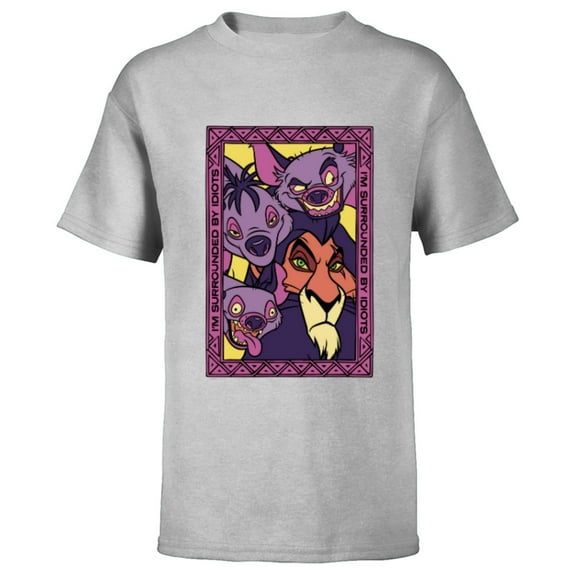 Disney The Lion King 30th Anniversary Scar and Hyenas Idiots - Short Sleeve T-Shirt for Kids - Customized-Athletic Heather