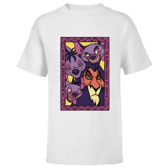 Disney The Lion King 30th Anniversary Scar and Hyenas Idiots - Short Sleeve T-Shirt for Kids - Customized-White