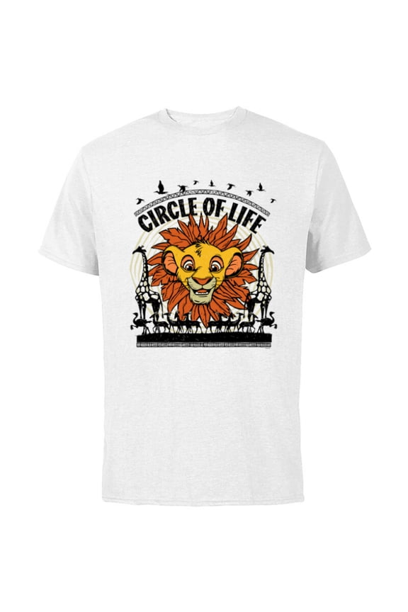 The Lion King 30th Anniversary Simba Circle of Life - Short Sleeve Cotton T-Shirt for Adults - Customized-White