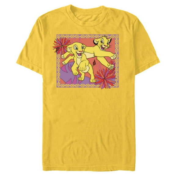 Disney The Lion King 30th Anniversary Simba & Nala Cubs - Short Sleeve Blended T-Shirt for Adults - Customized-Yellow