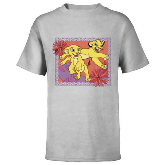 Disney The Lion King 30th Anniversary Simba & Nala Cubs - Short Sleeve T-Shirt for Kids - Customized-Athletic Heather