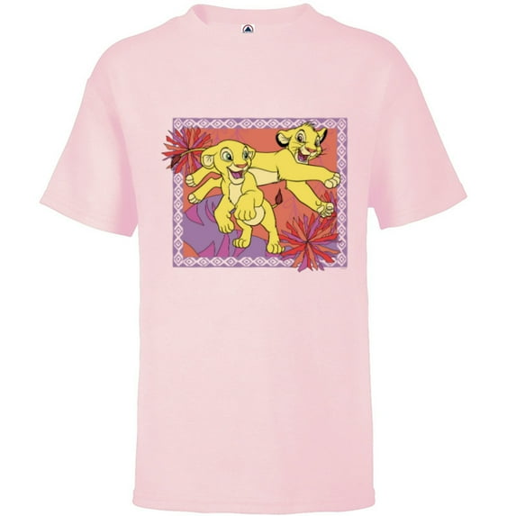 Disney The Lion King 30th Anniversary Simba & Nala Cubs - Short Sleeve T-Shirt for Kids - Customized-Soft Pink