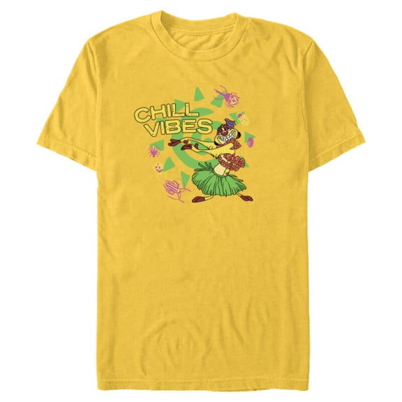 Disney The Lion King 30th Anniversary Timon Hula Chill Vibes - Short Sleeve Blended T-Shirt for Adults - Customized-Yellow