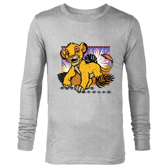 Disney The Lion King 30th Anniversary Wood Block Style Simba - Long Sleeve T-Shirt for Men - Customized-Athletic Heather