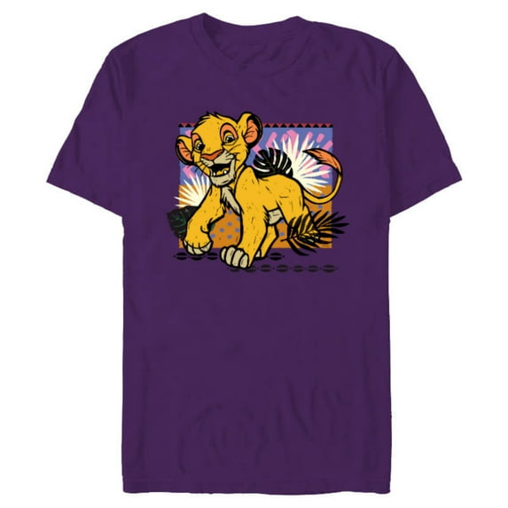 Disney The Lion King 30th Anniversary Wood Block Style Simba - Short Sleeve Blended T-Shirt for Adults - Customized-Purple