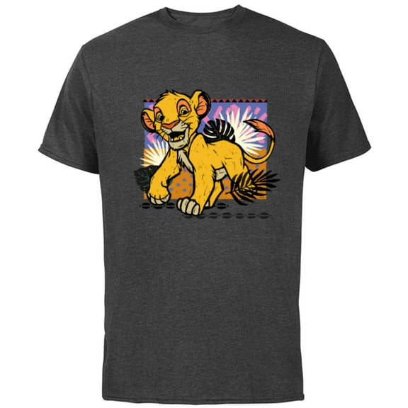 Disney The Lion King 30th Anniversary Wood Block Style Simba - Short Sleeve Cotton T-Shirt for Adults - Customized-Charcoal