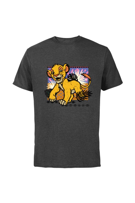 The Lion King 30th Anniversary Wood Block Style Simba - Short Sleeve Cotton T-Shirt for Adults - Customized-Charcoal