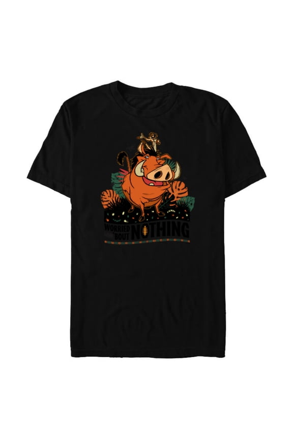 The Lion King 30th Timon Pumbaa Worried ‘Bout Nothing - Short Sleeve Blended T-Shirt for Adults - Customized-Black