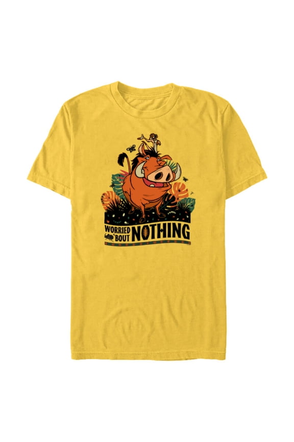The Lion King 30th Timon Pumbaa Worried ‘Bout Nothing - Short Sleeve Blended T-Shirt for Adults - Customized-Yellow
