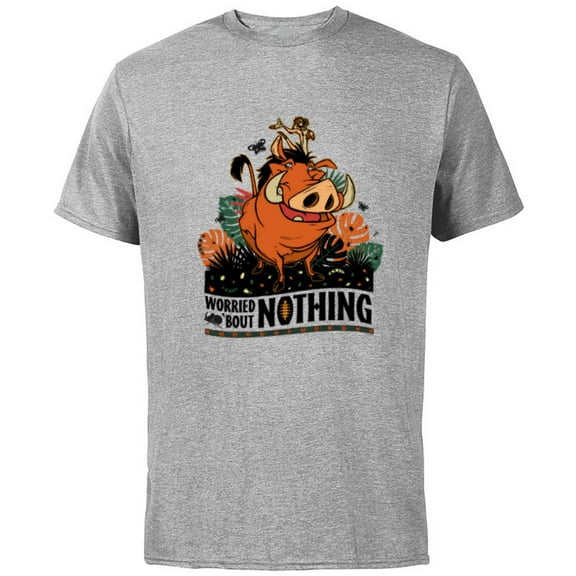 Disney The Lion King 30th Timon Pumbaa Worried ‘Bout Nothing - Short Sleeve Cotton T-Shirt for Adults - Customized-Athletic Heather